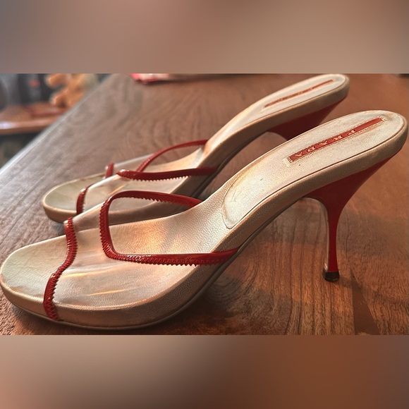 Ladies Prada Vintage Silver & Red Translucent Heels - Picture 9 of 14